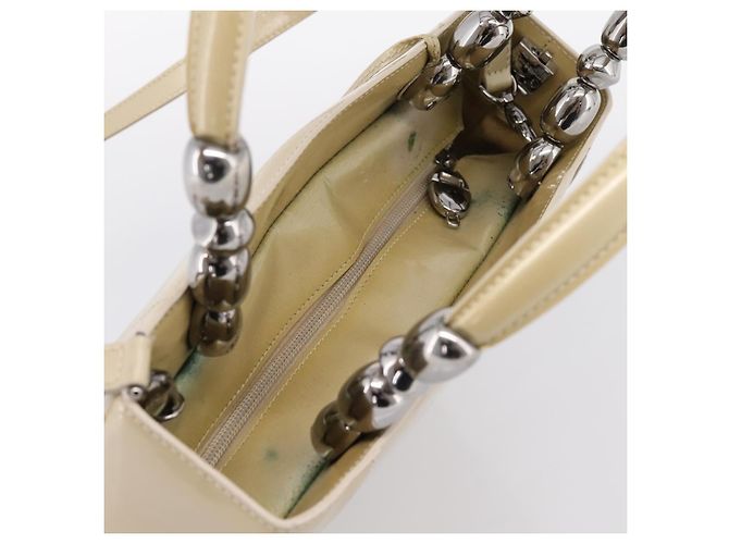 Borsa Christian Dior Maris Pearl Patent 2way Beige Silver Auth ep15732 Argento - vista 6