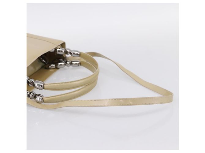 Borsa Christian Dior Maris Pearl Patent 2way Beige Silver Auth ep15732 Argento - vista 8