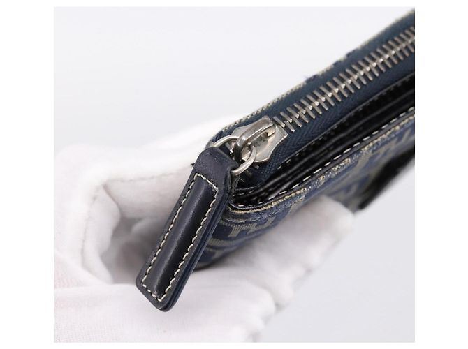 Portafoglio FENDI Zucchino Canvas Navy Silver Auth 200177 Argento Blu navy - vista 10