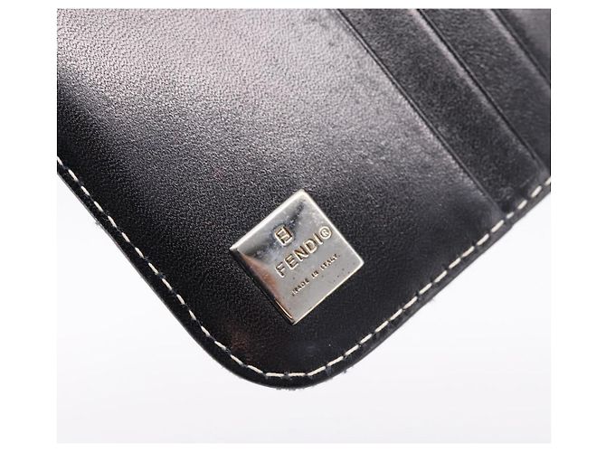 Portafoglio FENDI Zucchino Canvas Navy Silver Auth 200177 Argento Blu navy - vista 17