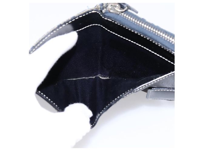 Portafoglio FENDI Zucchino Canvas Navy Silver Auth 200177 Argento Blu navy - vista 22