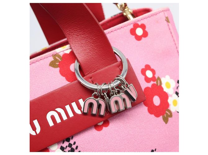 Borsa a Mano Miu Miu Canvas 2way Pink Gold Auth 199590M Rosa D'oro - vista 10