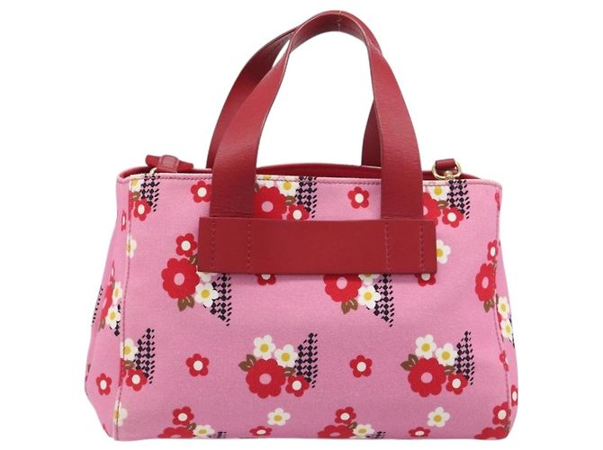Borsa a Mano Miu Miu Canvas 2way Pink Gold Auth 199590M Rosa D'oro - vista 2