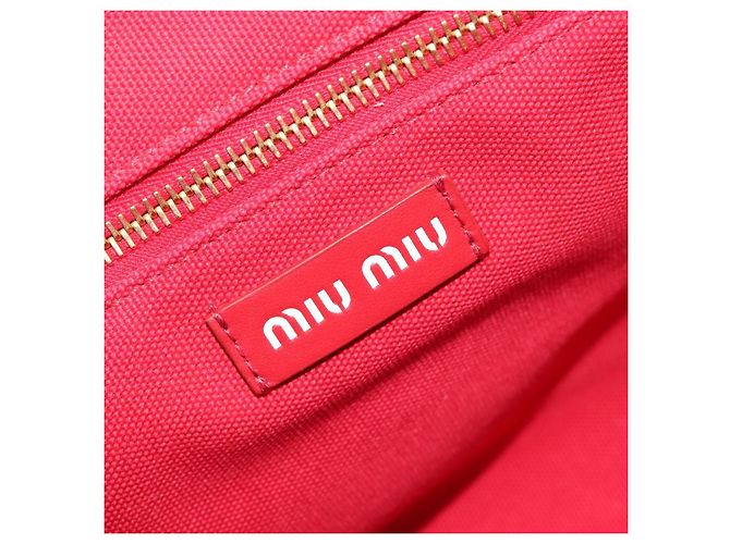 Borsa a Mano Miu Miu Canvas 2way Pink Gold Auth 199590M Rosa D'oro - vista 20