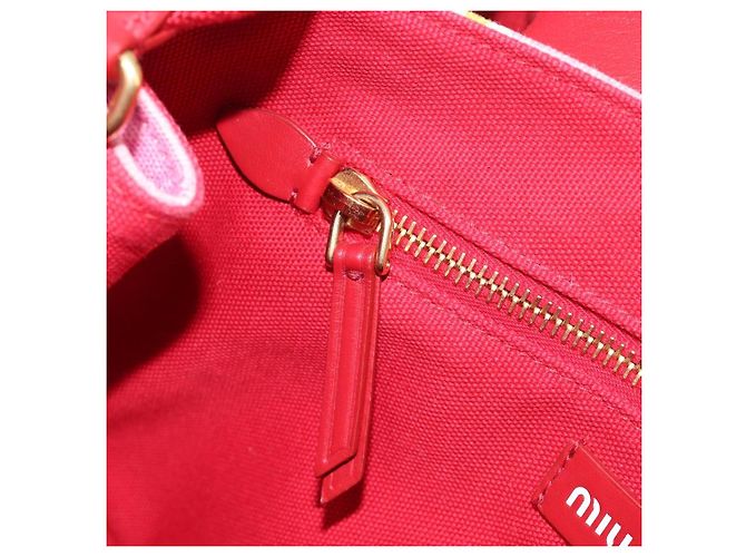Borsa a Mano Miu Miu Canvas 2way Pink Gold Auth 199590M Rosa D'oro - vista 23