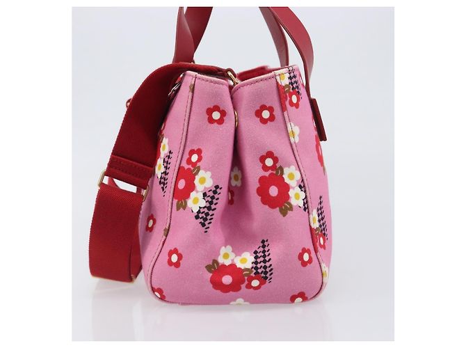 Borsa a Mano Miu Miu Canvas 2way Pink Gold Auth 199590M Rosa D'oro - vista 3
