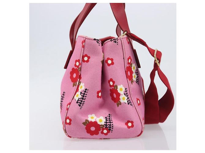 Borsa a Mano Miu Miu Canvas 2way Pink Gold Auth 199590M Rosa D'oro - vista 4