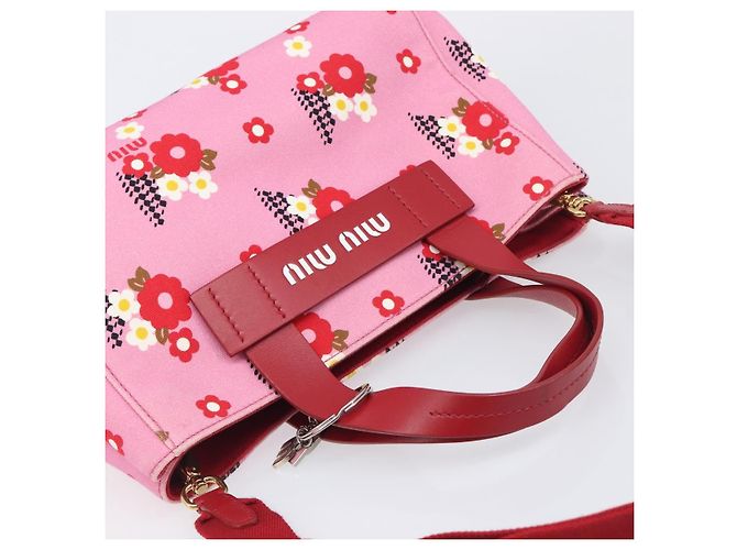 Borsa a Mano Miu Miu Canvas 2way Pink Gold Auth 199590M Rosa D'oro - vista 6
