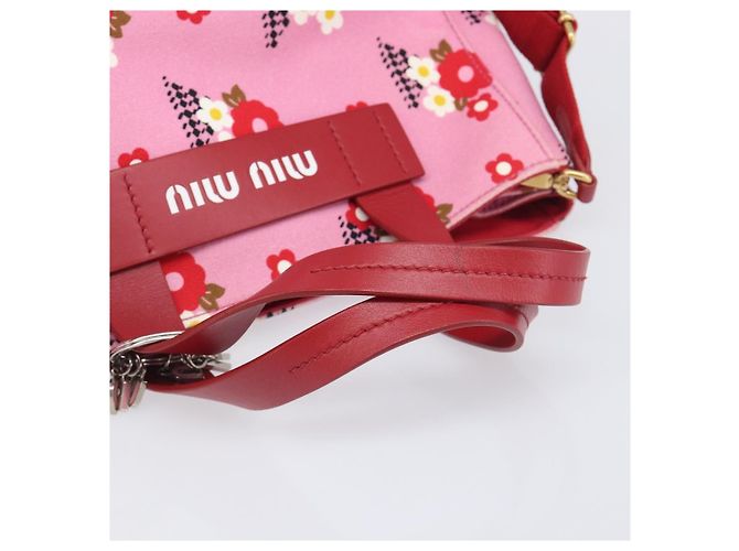 Borsa a Mano Miu Miu Canvas 2way Pink Gold Auth 199590M Rosa D'oro - vista 7