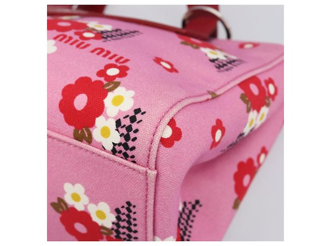 Borsa a Mano Miu Miu Canvas 2way Pink Gold Auth 199590M Rosa D'oro - vista 9