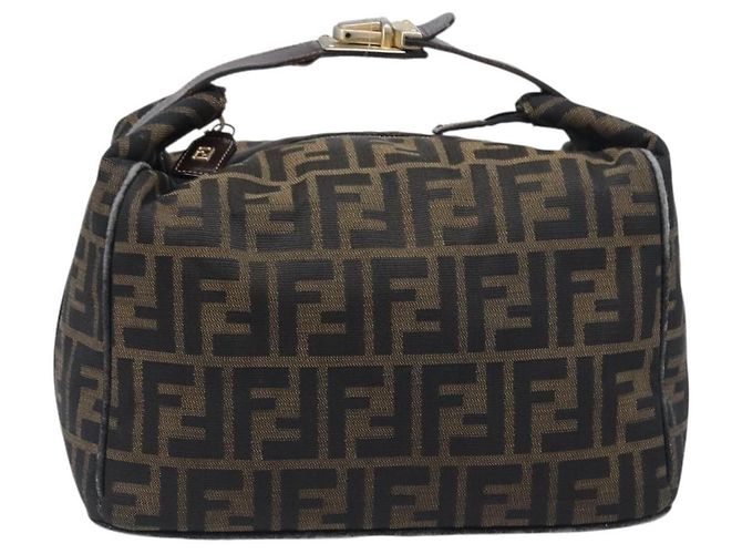 Borsa a mano Vanity FENDI Zucca Canvas Marrone Tono Oro Auth 199059 - vista 13