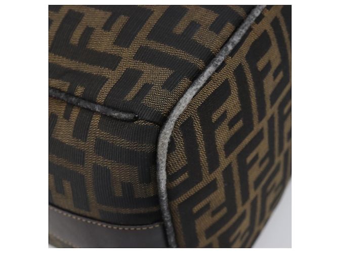 Borsa a mano Vanity FENDI Zucca Canvas Marrone Tono Oro Auth 199059 - vista 14