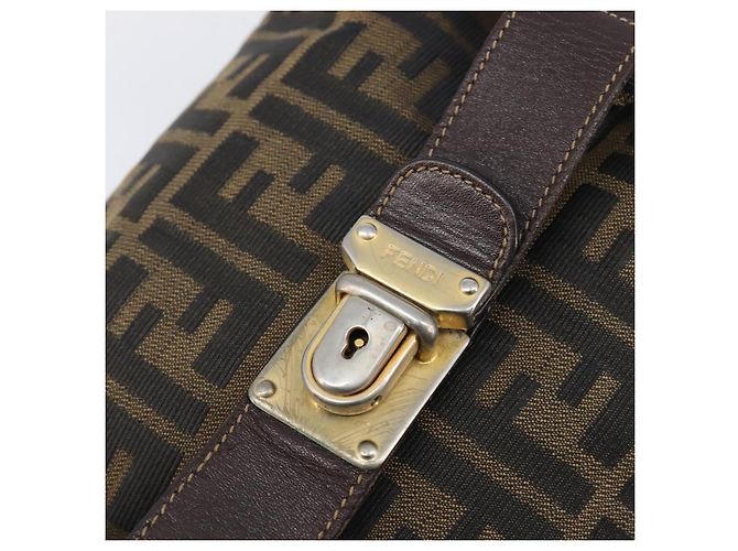 Borsa a mano Vanity FENDI Zucca Canvas Marrone Tono Oro Auth 199059 - vista 17