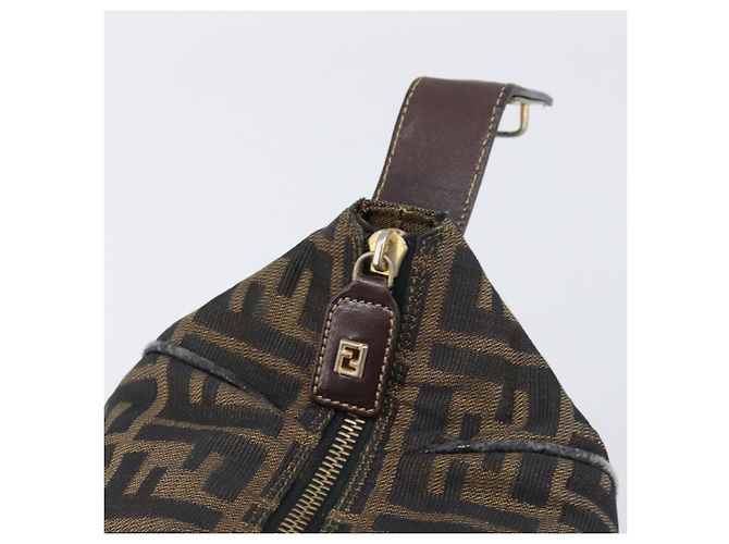 Borsa a mano Vanity FENDI Zucca Canvas Marrone Tono Oro Auth 199059 - vista 18