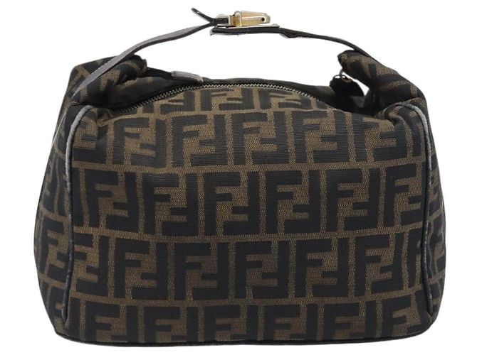 Borsa a mano Vanity FENDI Zucca Canvas Marrone Tono Oro Auth 199059 - vista 2