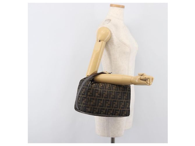 Borsa a mano Vanity FENDI Zucca Canvas Marrone Tono Oro Auth 199059 - vista 23