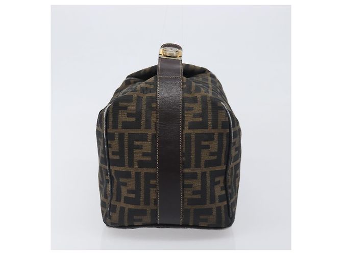 Borsa a mano Vanity FENDI Zucca Canvas Marrone Tono Oro Auth 199059 - vista 4