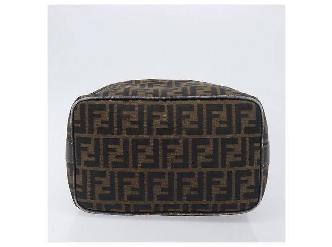 Borsa a mano Vanity FENDI Zucca Canvas Marrone Tono Oro Auth 199059 - vista 5