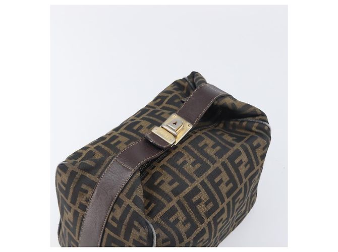 Borsa a mano Vanity FENDI Zucca Canvas Marrone Tono Oro Auth 199059 - vista 6