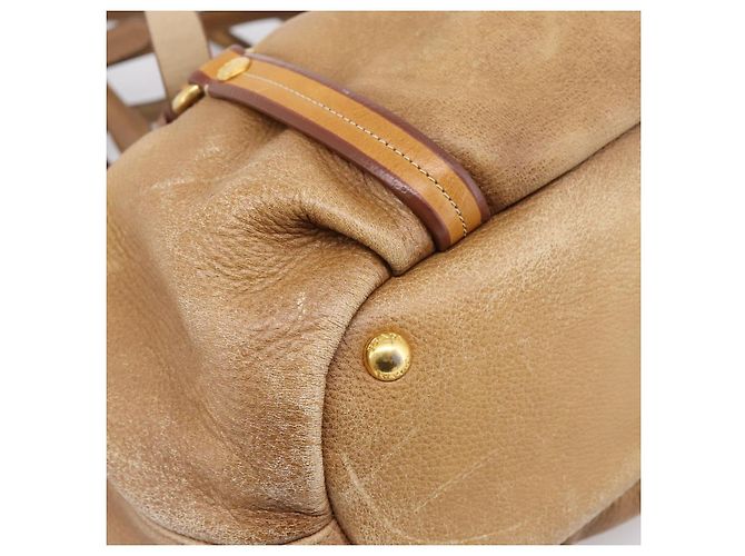 Borsa a mano PRADA in pelle 2way Beige Oro Auth 199056 D'oro - vista 10