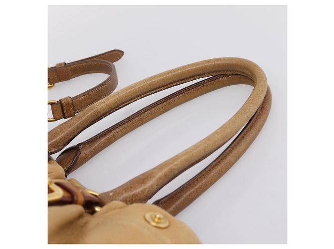 Borsa a mano PRADA in pelle 2way Beige Oro Auth 199056 D'oro - vista 14