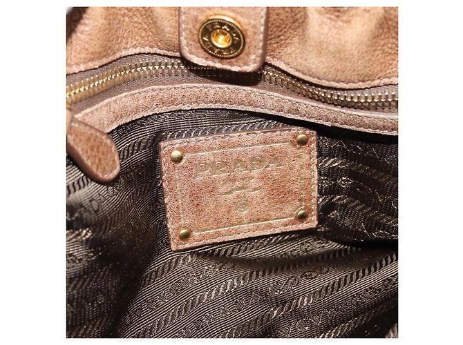 Borsa a mano PRADA in pelle 2way Beige Oro Auth 199056 D'oro - vista 18