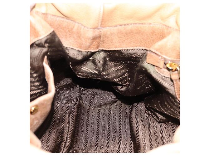 Borsa a mano PRADA in pelle 2way Beige Oro Auth 199056 D'oro - vista 20