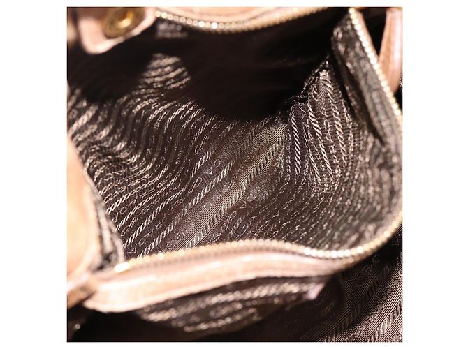 Borsa a mano PRADA in pelle 2way Beige Oro Auth 199056 D'oro - vista 22