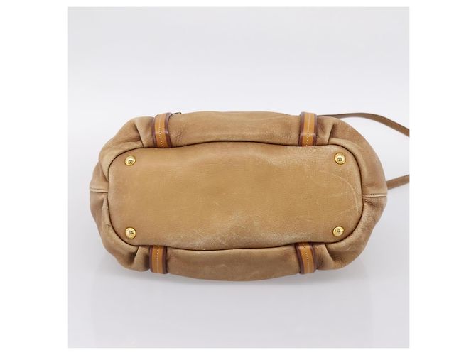 Borsa a mano PRADA in pelle 2way Beige Oro Auth 199056 D'oro - vista 5