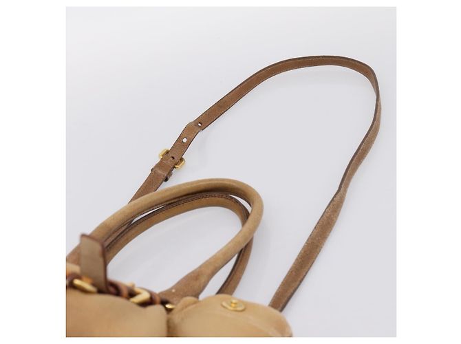 Borsa a mano PRADA in pelle 2way Beige Oro Auth 199056 D'oro - vista 9