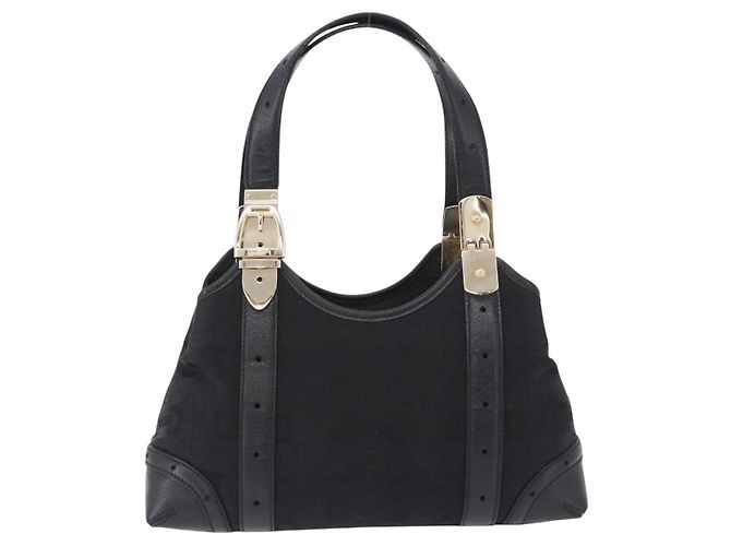 Borsa a mano GUCCI Canvas Black Gold 145761 Auth ka5897V Nero D'oro - vista 13