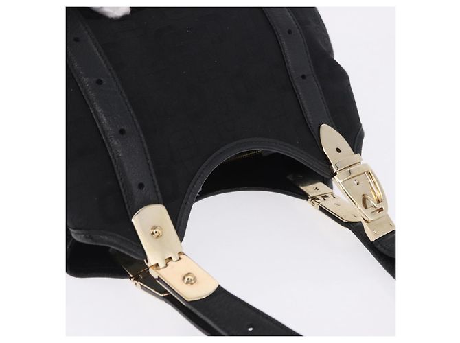 Borsa a mano GUCCI Canvas Black Gold 145761 Auth ka5897V Nero D'oro - vista 6