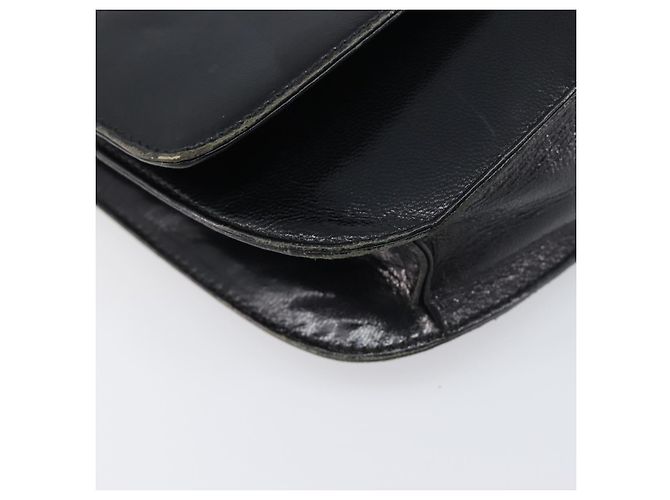 Borsa a tracolla con catena PRADA in pelle nera argento Auth ep15821A Nero - vista 16