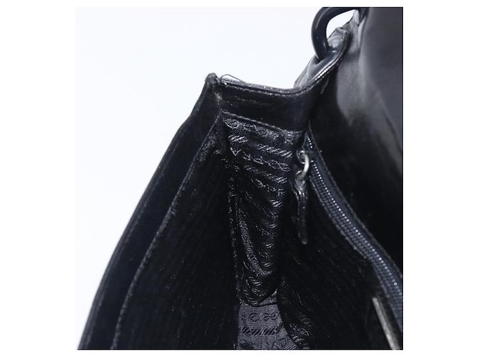 Borsa a tracolla con catena PRADA in pelle nera argento Auth ep15821A Nero - vista 21