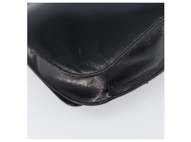 Borsa a tracolla con catena PRADA in pelle nera argento Auth ep15821A Nero - vista 8
