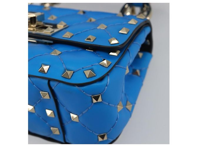Borsa a tracolla VALENTINO Micro Rockstud Chain in pelle 2way Blu Auth 198466V Argento - vista 11