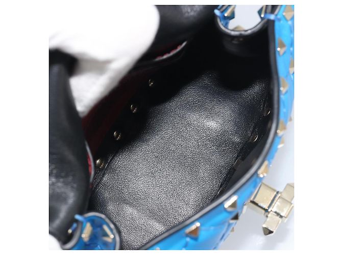 Borsa a tracolla VALENTINO Micro Rockstud Chain in pelle 2way Blu Auth 198466V Argento - vista 12
