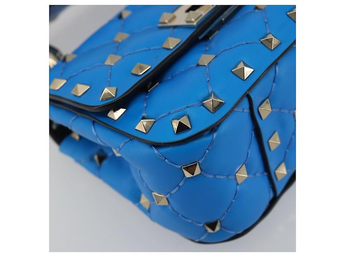 Borsa a tracolla VALENTINO Micro Rockstud Chain in pelle 2way Blu Auth 198466V Argento - vista 15