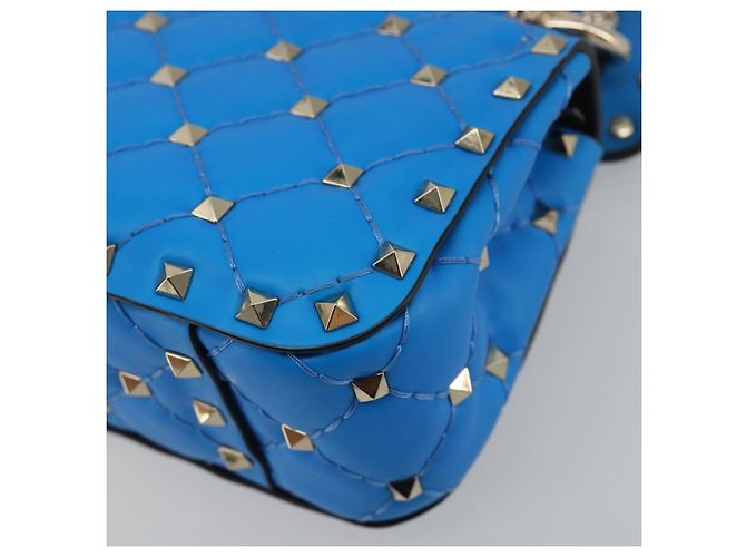 Borsa a tracolla VALENTINO Micro Rockstud Chain in pelle 2way Blu Auth 198466V Argento - vista 16