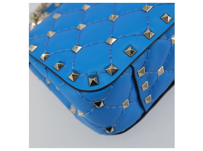 Borsa a tracolla VALENTINO Micro Rockstud Chain in pelle 2way Blu Auth 198466V Argento - vista 17