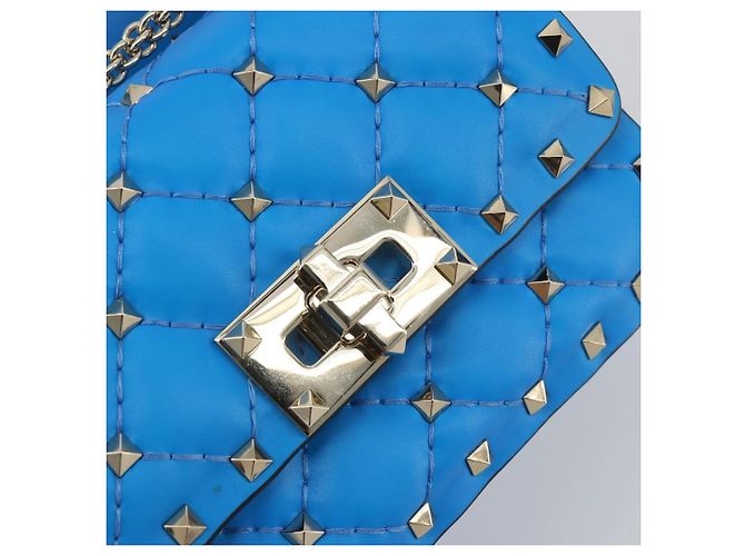 Borsa a tracolla VALENTINO Micro Rockstud Chain in pelle 2way Blu Auth 198466V Argento - vista 18