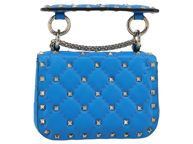 Borsa a tracolla VALENTINO Micro Rockstud Chain in pelle 2way Blu Auth 198466V Argento - vista 2