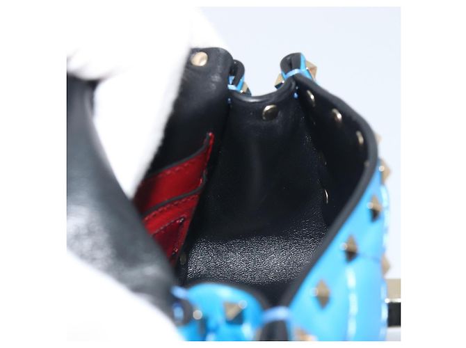 Borsa a tracolla VALENTINO Micro Rockstud Chain in pelle 2way Blu Auth 198466V Argento - vista 21