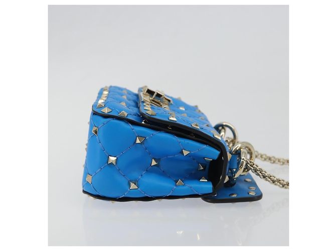 Borsa a tracolla VALENTINO Micro Rockstud Chain in pelle 2way Blu Auth 198466V Argento - vista 3
