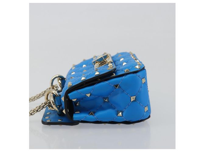 Borsa a tracolla VALENTINO Micro Rockstud Chain in pelle 2way Blu Auth 198466V Argento - vista 4
