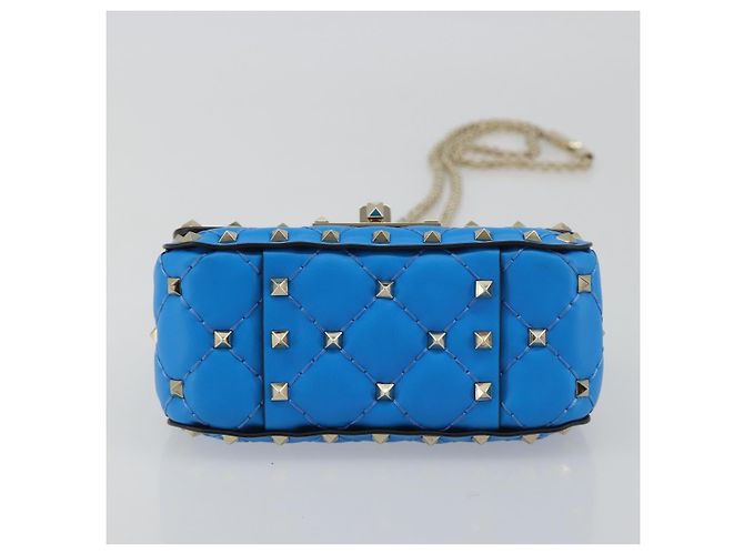 Borsa a tracolla VALENTINO Micro Rockstud Chain in pelle 2way Blu Auth 198466V Argento - vista 5