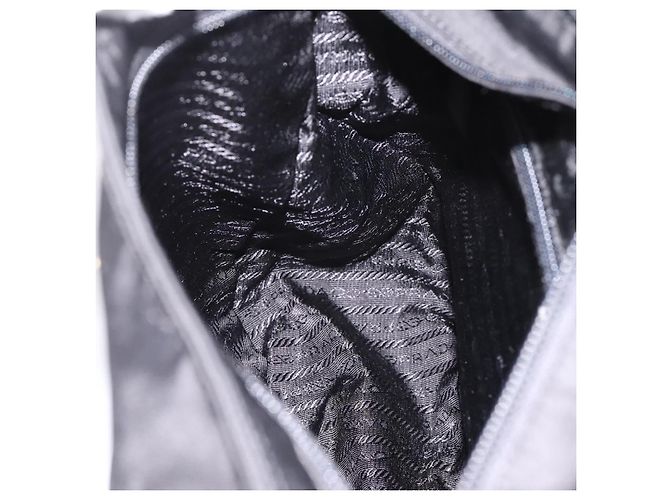 Borsa a tracolla PRADA Nylon Black Silver Auth 200908V Nero Argento - vista 22