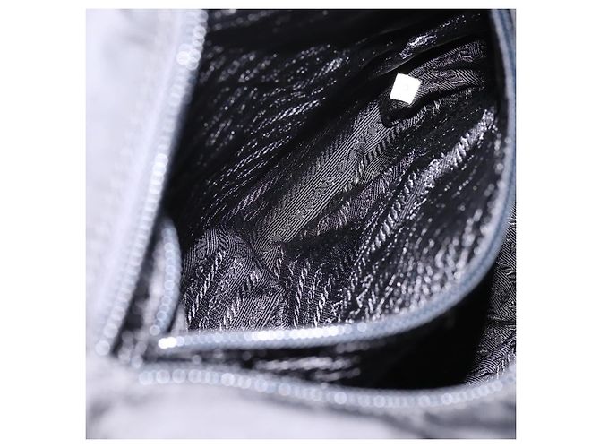 Borsa a tracolla PRADA Nylon Black Silver Auth 200908V Nero Argento - vista 24