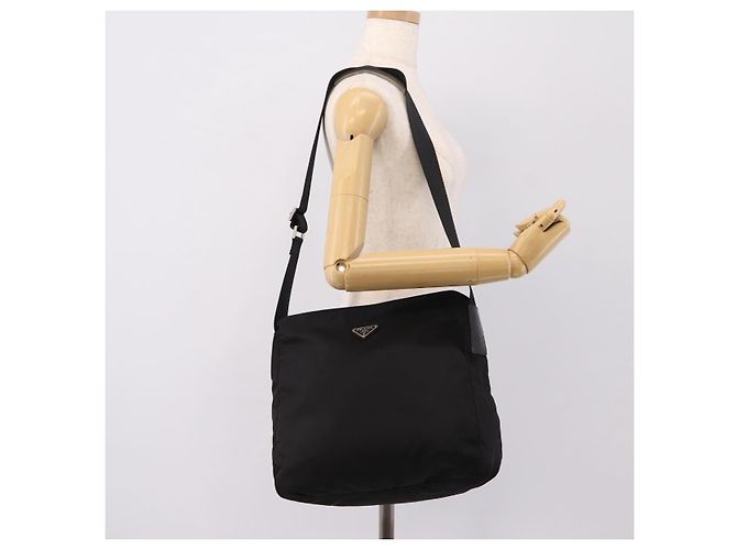 Borsa a tracolla PRADA Nylon Black Silver Auth 200908V Nero Argento - vista 25