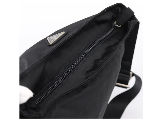 Borsa a tracolla PRADA Nylon Black Silver Auth 200908V Nero Argento - vista 6